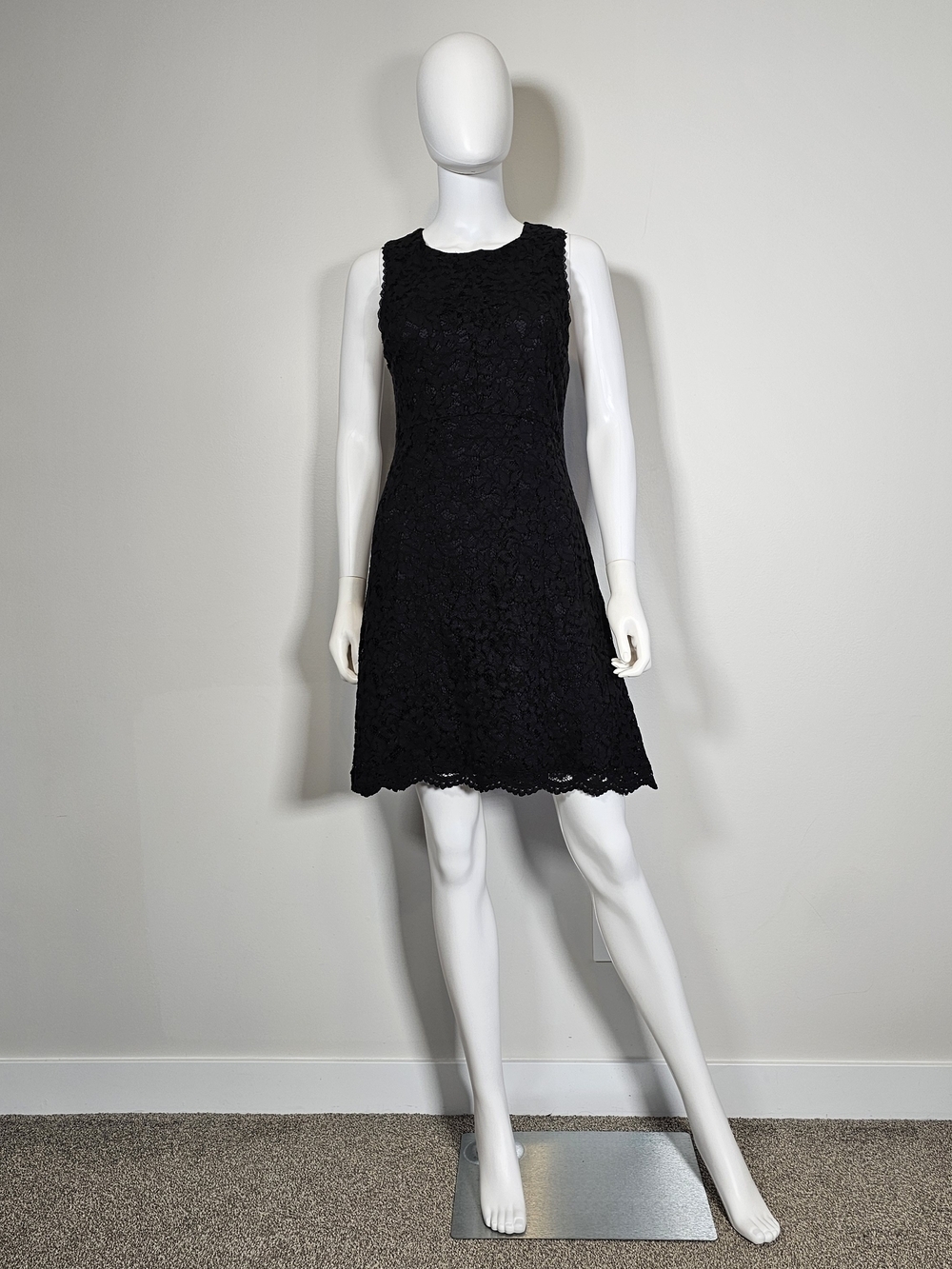 Babaton Aritzia Black Sleeveless Lace Mini Dress Sz 6